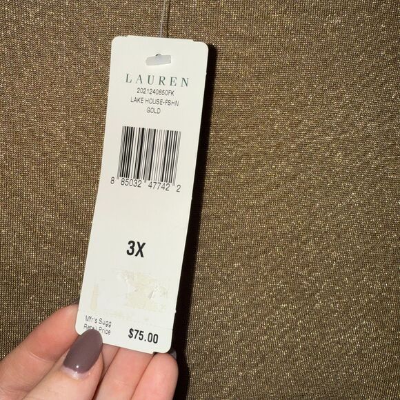 Lauren Ralph Lauren Boatneck Blouse - Gold 3X - Picture 4 of 6